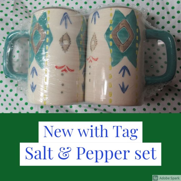 Other - 3/$15 NWT salt & pepper shaker set southwest boho print